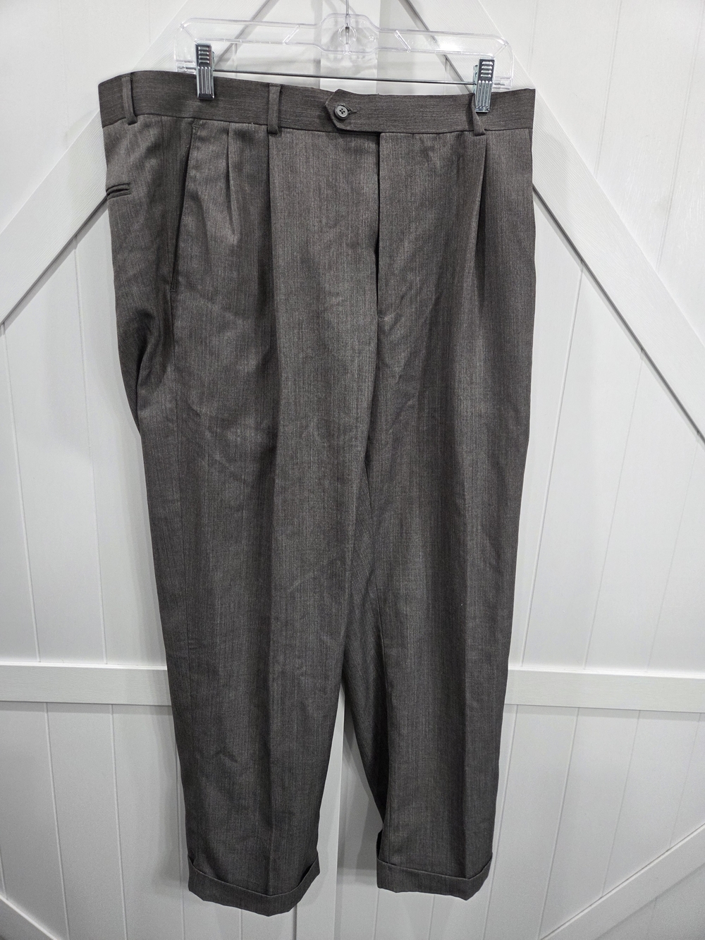 Joseph & Feiss Men's Brown-Gray Pleated Dress Pants